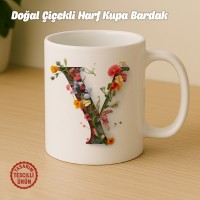 "Y" Doğal Çiçekli Harf Kupa Bardak