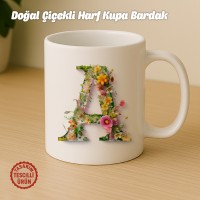 "A" Doğal Çiçekli Harf Kupa Bardak