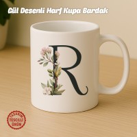 "R" Gül Desenli Harf Kupa Bardak