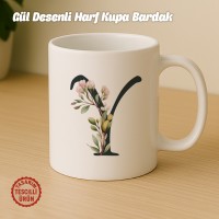 "Y" Gül Desenli Harf Kupa Bardak