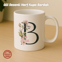 "B" Gül Desenli Harf Kupa Bardak