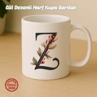 "Z" Gül Desenli Harf Kupa Bardak