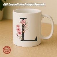 "L" Gül Desenli Harf Kupa Bardak