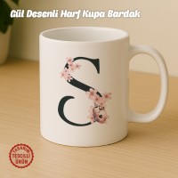 "S" Gül Desenli Harf Kupa Bardak