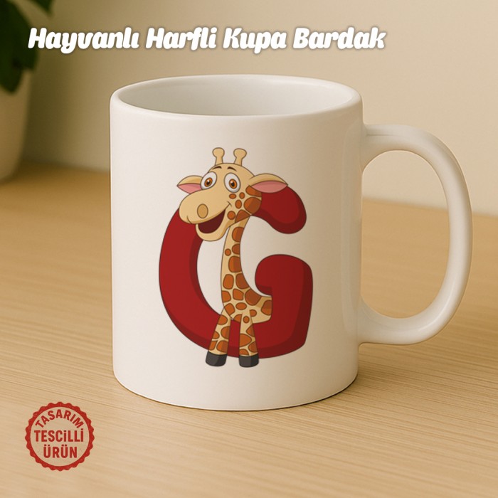 "G" Hayvan Harfli Kupa Bardak