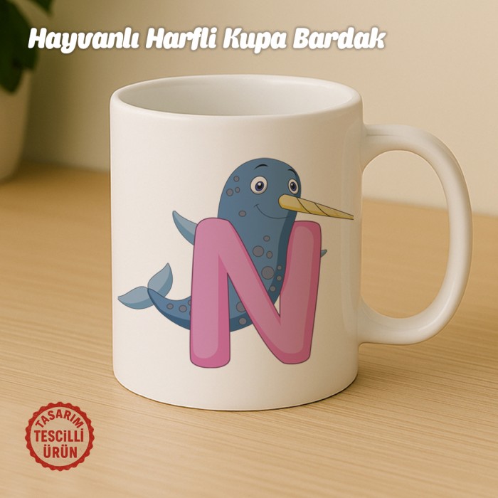 "N" Hayvan Harfli Kupa Bardak