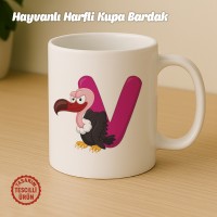 "V" Hayvan Harfli Kupa Bardak