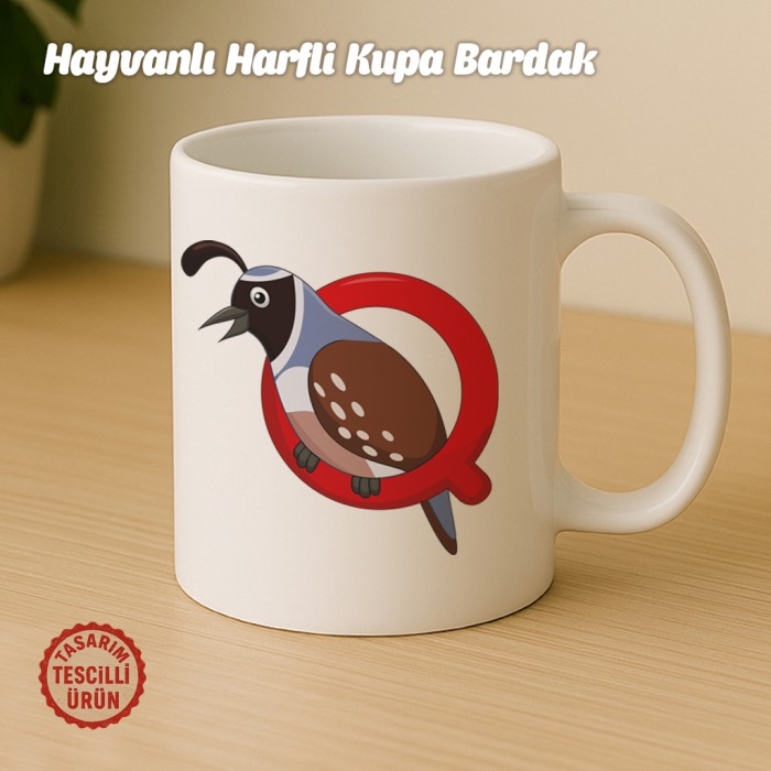 "O" Hayvan Harfli Kupa Bardak