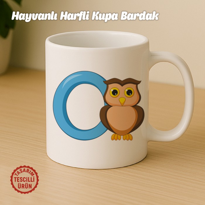 "O" Baykuş Harfli Kupa Bardak