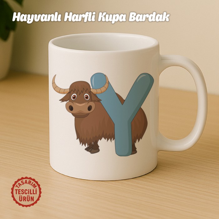 "Y" Hayvan Harfli Kupa Bardak