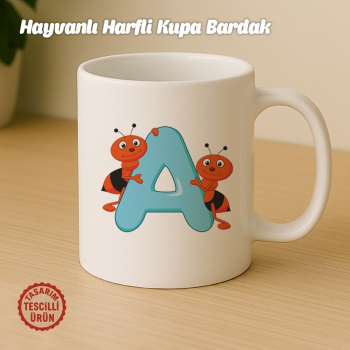 "A" Hayvan Harfli Kupa Bardak
