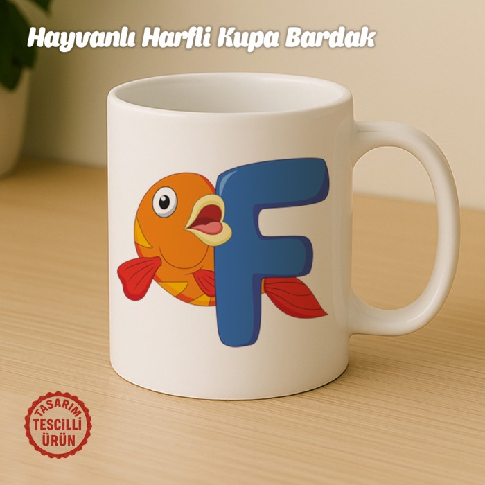 "F" Hayvan Harfli Kupa Bardak