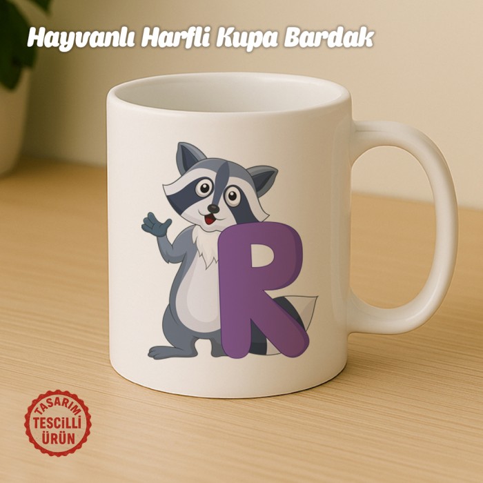 "R" Hayvan Harfli Kupa Bardak