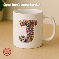 "J" Çiçekli Harf Kupa Bardak