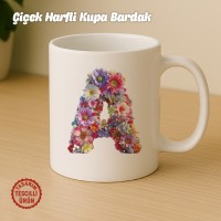 "A" Çiçekli Harf Kupa Bardak