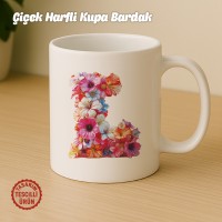 "L" Çiçekli Harf Kupa Bardak