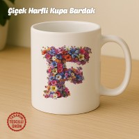 "F" Çiçekli Harf Kupa Bardak