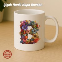 "B" Çiçekli Harf Kupa Bardak