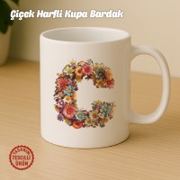 "C" Çiçekli Harf Kupa Bardak