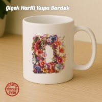 "D" Çiçekli Harf Kupa Bardak