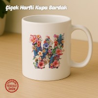 "W" Çiçekli Harf Kupa Bardak