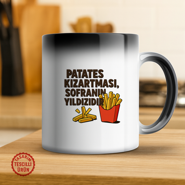 Patates Kızartması Sofranın Yıldızıdır Sihirli Kupa Bardak