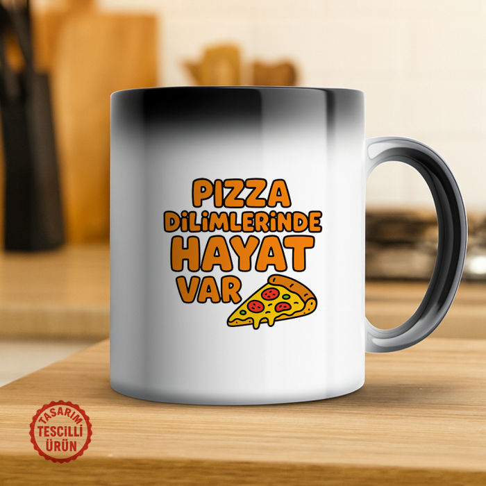 Pizza Dilimlerinde Hayat Var Sihirli Kupa Bardak