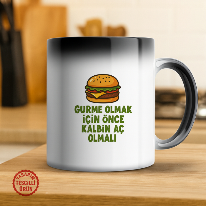 Gurme Olmak İçin Önce Kalbim Aç Olmalı Sihirli Kupa Bardak