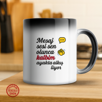 Mesaj Sesi Sen Olunca Kalbim Ayakta Alkışlıyor Sihirli Kupa Bardak