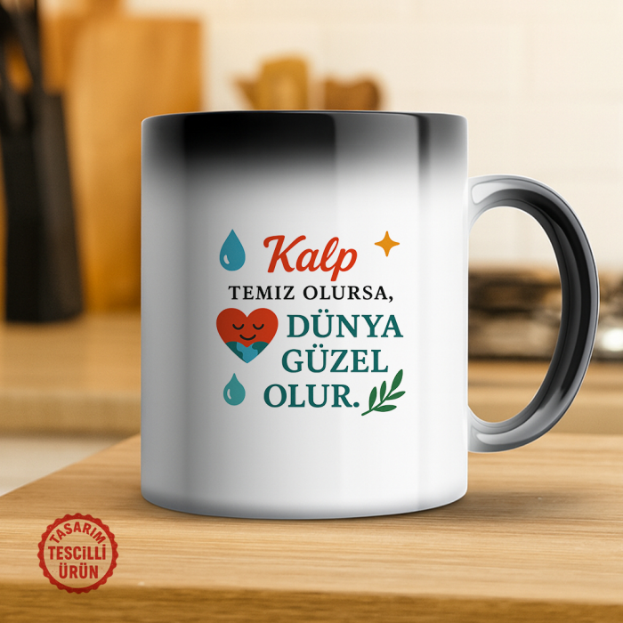 Kalp Temiz Olursa Dünya Güzel Olur Sihirli Kupa Bardak