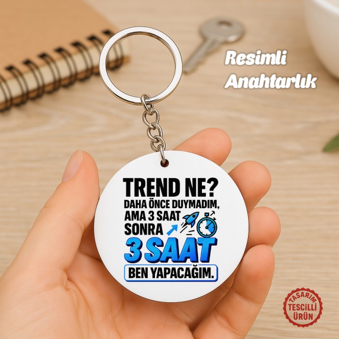 Trend Ne Yuvarlak Ahşap Anahtarlık