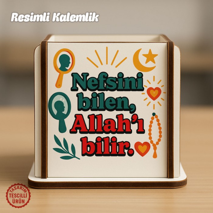 Nefsini Bilen Allah'ı Bilir Ahşap Kalemlik