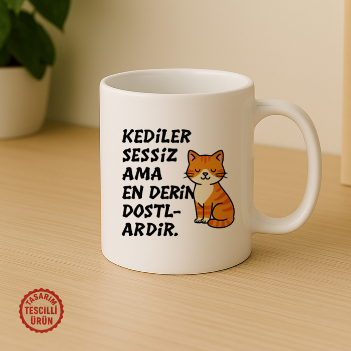 Kediler Sessiz Ama En Derin Dostlardır Kupa Bardak