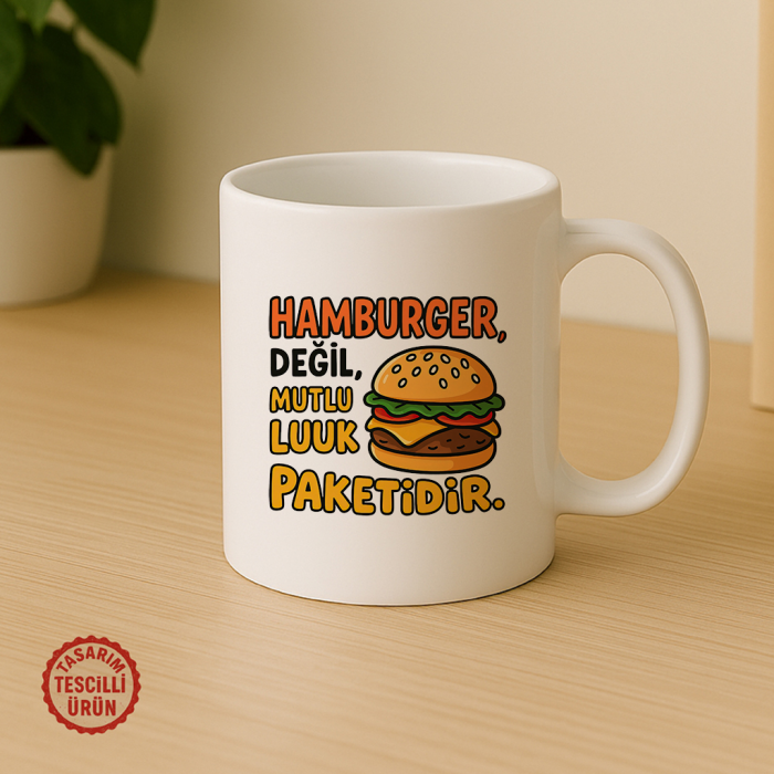 Hamburger Değil, Mutluluk Paketidir Kupa Bardak
