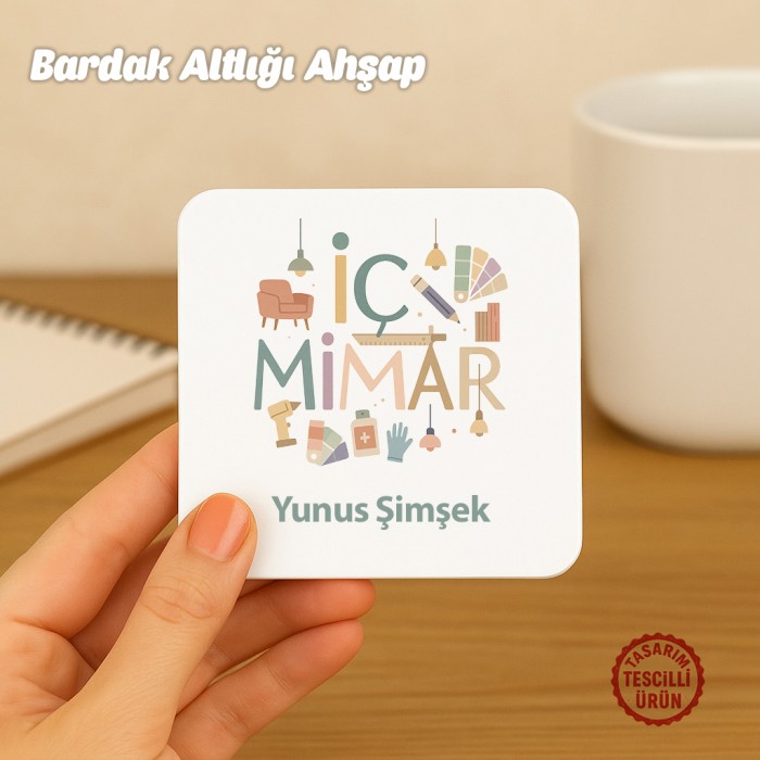 İç Mimar İsimli Bardak Altlığı