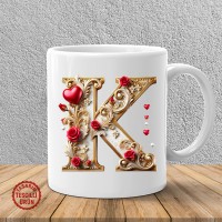 "K" Beyaz Harf Kupa Bardak