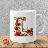 "L" Beyaz Harf Kupa Bardak "L" Beyaz Harf Kupa Bardak