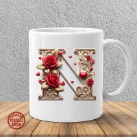 "N" Beyaz Harf Kupa Bardak