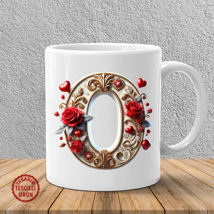 "O" Beyaz Harf Kupa Bardak