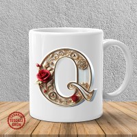 "Q" Beyaz Harf Kupa Bardak