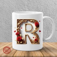 "R" Beyaz Harf Kupa Bardak