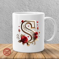 "S" Beyaz Harf Kupa Bardak