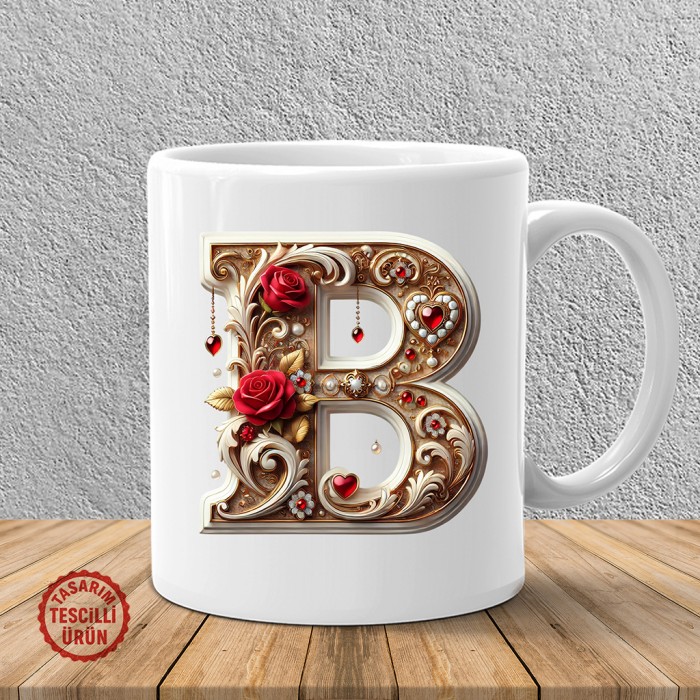 "B" Beyaz Harf Kupa Bardak