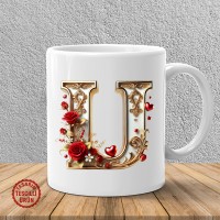 "U" Beyaz Harf Kupa Bardak