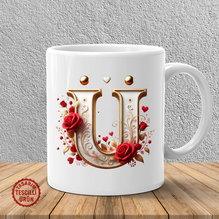 "Ü" Beyaz Harf Kupa Bardak