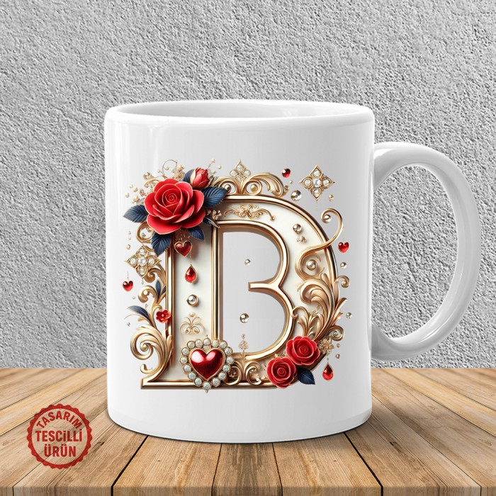 "D" Beyaz Harf Kupa Bardak