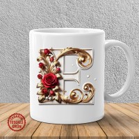 "E" Beyaz Harf Kupa Bardak