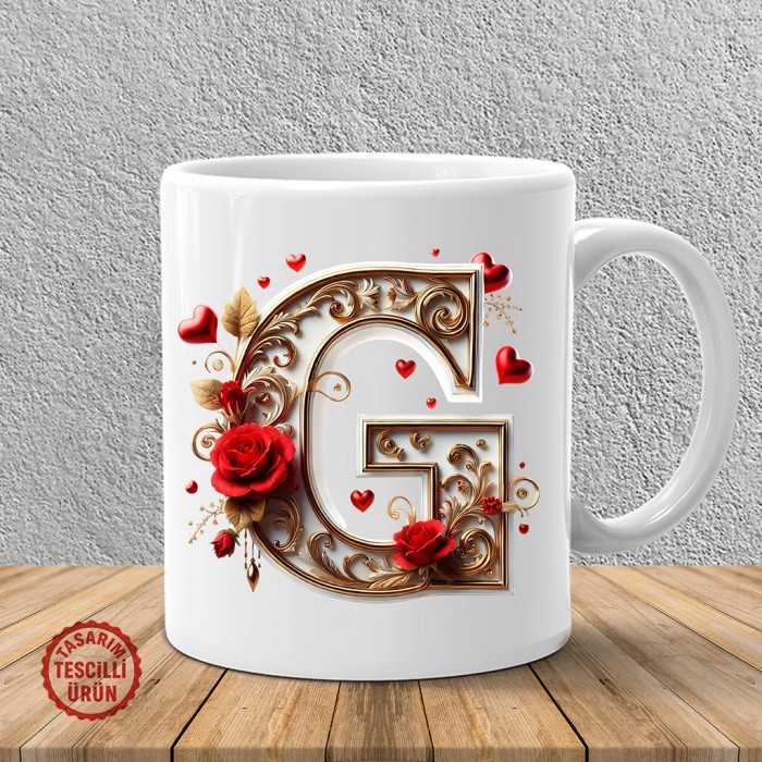 "G" Beyaz Harf Kupa Bardak