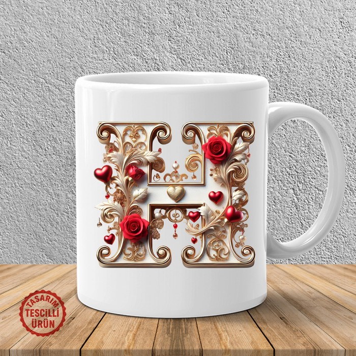 "H" Beyaz Harf Kupa Bardak