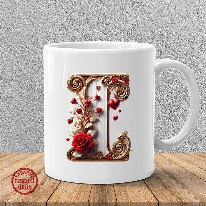 "I" Beyaz Harf Kupa Bardak